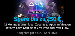 HTC VIVE Pro 2 oder VIVE Flow jetzt mit Sofortrabatt und gratis 12 Monate Viveport Infinity!