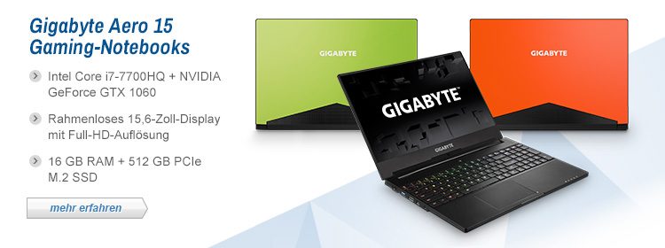 Gigabyte Aero 15 Gaming-Notebooks Top Navi
