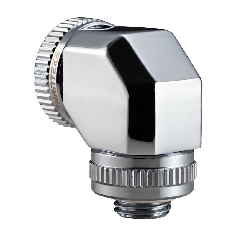 PHANTEKS Glacier Rotary Anschluss 90 Grad G1/4 Zoll AG auf 16mm AD Hardtube - drehbar, chrome silber